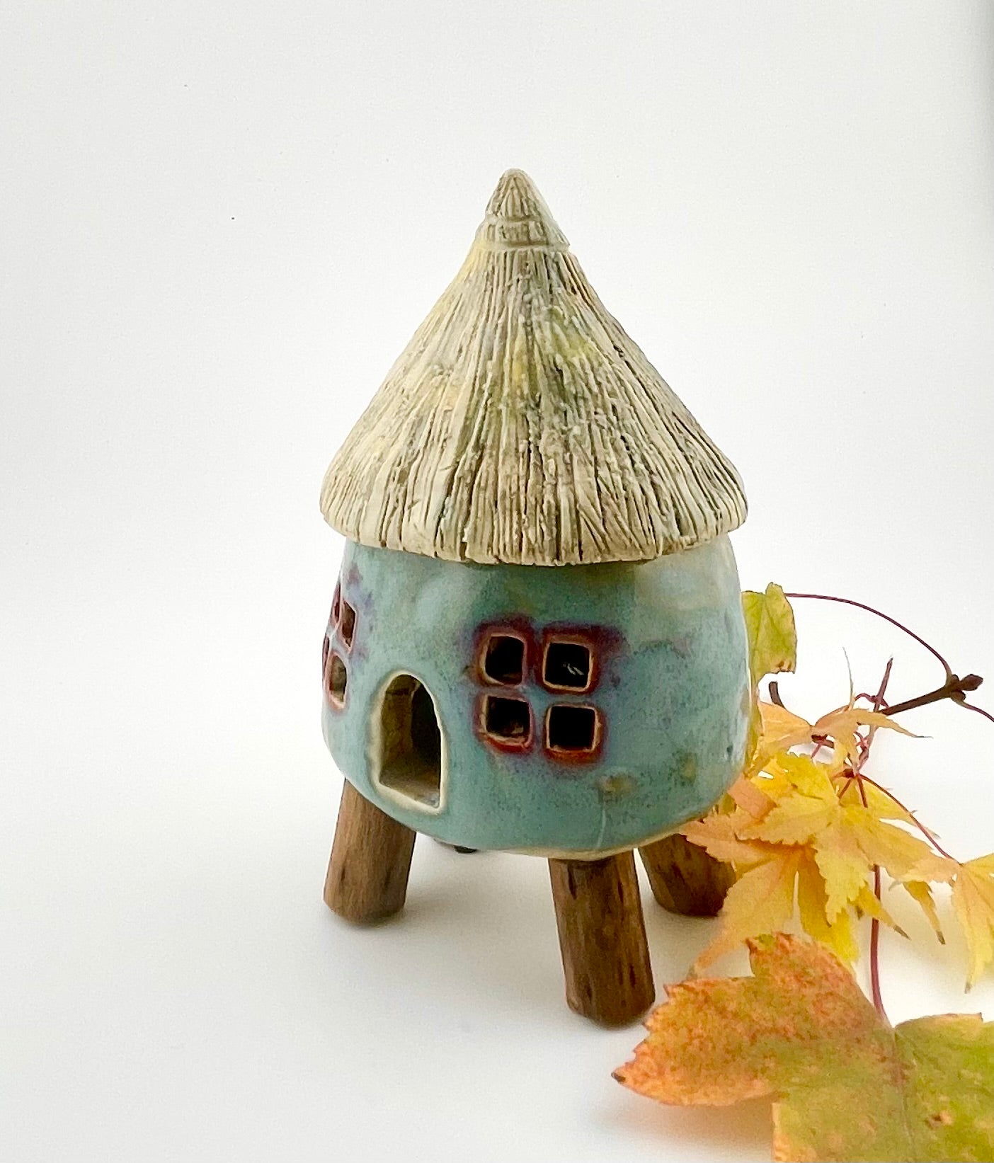 Little Spirit Stilt House 01. Gloss blue and red variant.