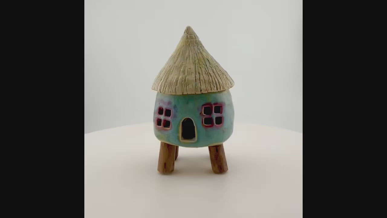 Little Spirit Stilt House 01. Gloss blue and red variant.